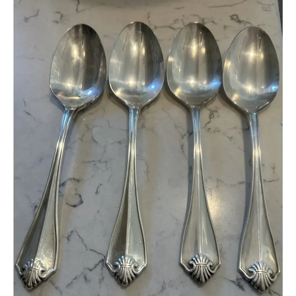 Vtg Rogers Oneida 1811 King James Silverplate Dinner Spoons Set of‎ 4 Flatware